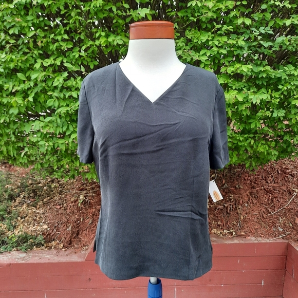 Vintage 80's Talbots 100% Silk Blouse Business Casual Minimalist Deadstock NEW - Picture 2 of 10